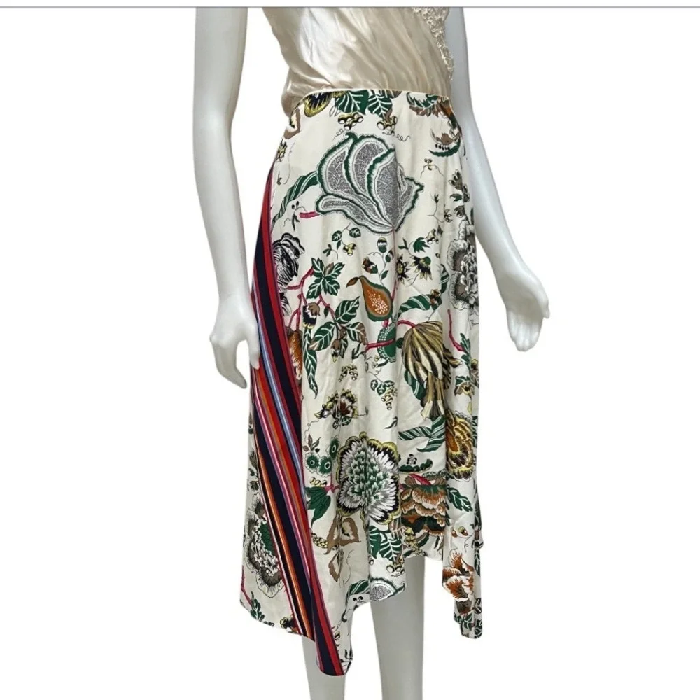 Tory Burch Marie Silk Skirt Floral Asymmetrical Handkerchief Midi Size 12 New